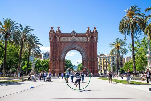 Barcelona Spain citizens Arc de Triomf